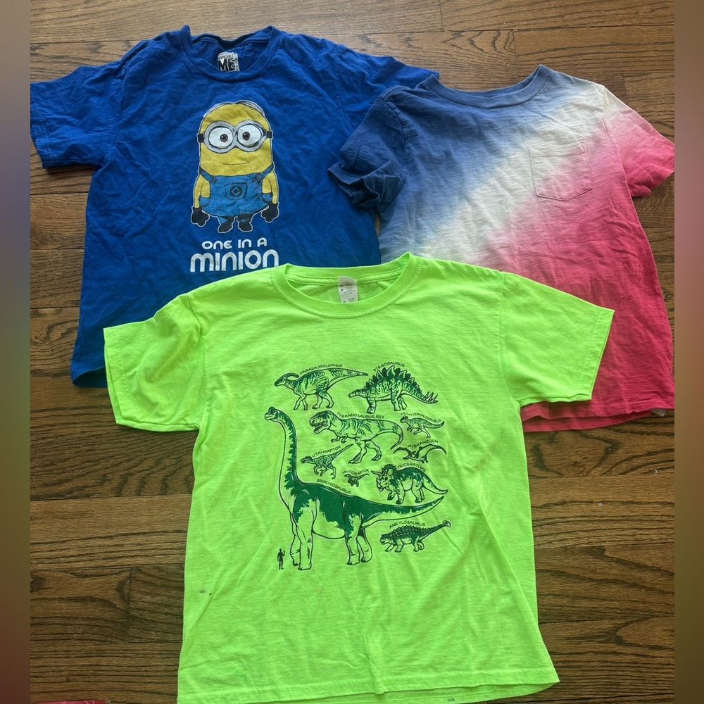Youth Medium Graphic Tee Bundle | Minions Dinosaurs Tie Dye Gap and Other Shirts